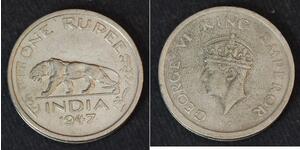 1 Rupee Raj Británico (1858-1947) Níquel Jorge VI (1895-1952)