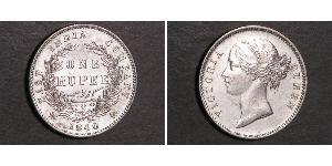 1 Rupee Compañía Británica de las Indias Orientales (1757-1858) Plata Victoria (1819 - 1901)