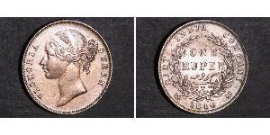 1 Rupee Compañía Británica de las Indias Orientales (1757-1858) Plata Victoria (1819 - 1901)