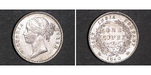 1 Rupee Compañía Británica de las Indias Orientales (1757-1858) Plata Victoria (1819 - 1901)