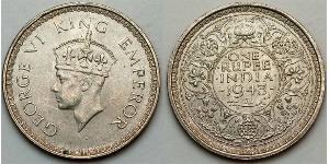 1 Rupee Raj Británico (1858-1947) Plata 