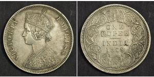 1 Rupee Raj Británico (1858-1947) Plata Victoria (1819 - 1901)