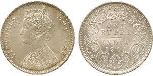 1 Rupee Raj Británico (1858-1947) Plata Victoria (1819 - 1901)