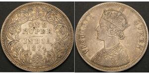 1 Rupee Raj Británico (1858-1947) Plata Victoria (1819 - 1901)