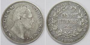 1 Rupee Raj Británico (1858-1947) Plata Guillermo IV (1765-1837)