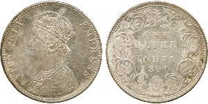 1 Rupee Raj Británico (1858-1947) Plata Victoria (1819 - 1901)