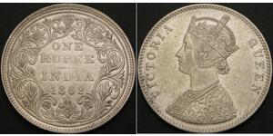 1 Rupee Raj Británico (1858-1947) Plata Victoria (1819 - 1901)