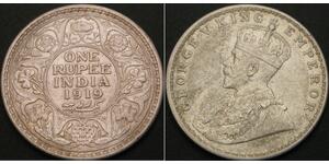1 Rupee Raj Británico (1858-1947) Plata Jorge V (1865-1936)