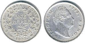 1 Rupee Raj Británico (1858-1947) Plata Guillermo IV (1765-1837)