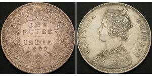 1 Rupee Raj Británico (1858-1947) Plata Victoria (1819 - 1901)