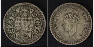 1 Rupee Raj Británico (1858-1947) Plata 