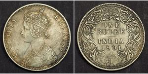 1 Rupee Raj Británico (1858-1947) Plata Victoria (1819 - 1901)