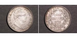 1 Rupee Raj Británico (1858-1947) Plata Guillermo IV (1765-1837)