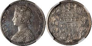 1 Rupee Raj Británico (1858-1947) Plata Victoria (1819 - 1901)