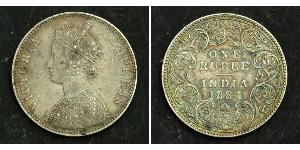 1 Rupee Raj Británico (1858-1947) Plata Victoria (1819 - 1901)