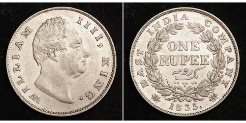 1 Rupee Raj Británico (1858-1947) Plata Guillermo IV (1765-1837)