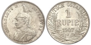 1 Rupee África Oriental Alemana (1885-1919) Plata Wilhelm II, German Emperor (1859-1941)