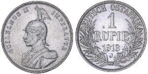 1 Rupee África Oriental Alemana (1885-1919) Plata Wilhelm II, German Emperor (1859-1941)