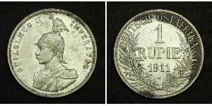 1 Rupee África Oriental Alemana (1885-1919) Plata Wilhelm II, German Emperor (1859-1941)