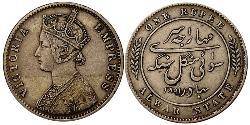 1 Rupee British Raj (1858-1947) Silver Victoria (1819 - 1901)