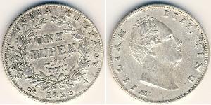 1 Rupee British Raj (1858-1947) Silver William IV (1765-1837)