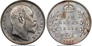 1 Rupee British Raj (1858-1947) Silver Edward VII (1841-1910)