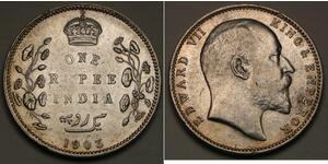 1 Rupee British Raj (1858-1947) Silver Edward VII (1841-1910)
