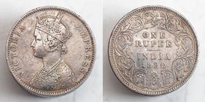1 Rupee British Raj (1858-1947) Silver Victoria (1819 - 1901)