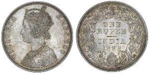 1 Rupee British Raj (1858-1947) Silver Victoria (1819 - 1901)