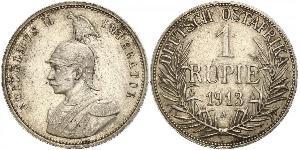 1 Rupee German East Africa (1885-1919) Silver Wilhelm II, German Emperor (1859-1941)