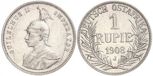 1 Rupee German East Africa (1885-1919) Silver Wilhelm II, German Emperor (1859-1941)