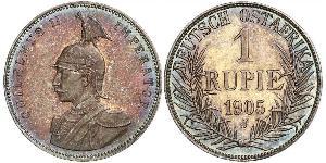 1 Rupee German East Africa (1885-1919) Silver Wilhelm II, German Emperor (1859-1941)