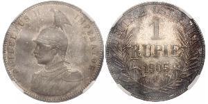 1 Rupee German East Africa (1885-1919) Silver Wilhelm II, German Emperor (1859-1941)