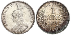 1 Rupee German East Africa (1885-1919) Silver Wilhelm II, German Emperor (1859-1941)