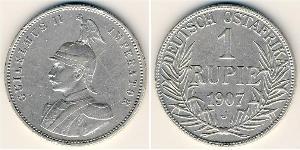 1 Rupee German East Africa (1885-1919) Silver Wilhelm II, German Emperor (1859-1941)