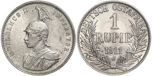 1 Rupee German East Africa (1885-1919) Silver Wilhelm II, German Emperor (1859-1941)