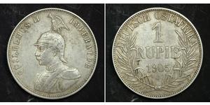 1 Rupee German East Africa (1885-1919) 銀 威廉二世 (德国)