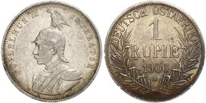 1 Rupee German East Africa (1885-1919) 銀 威廉二世 (德国)