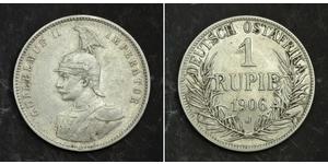 1 Rupee German East Africa (1885-1919) 銀 威廉二世 (德国)