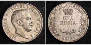 1 Rupee 意大利王國 (1861-1946) 銀 维托里奥·埃马努埃莱三世 (1869 - 1947)