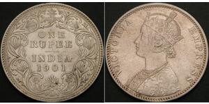 1 Rupee 英属印度 (1858 - 1947) 銀 维多利亚 (英国君主)