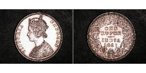1 Rupee 英属印度 (1858 - 1947) 銀 维多利亚 (英国君主)