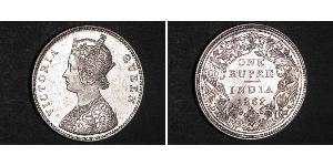 1 Rupee 英属印度 (1858 - 1947) 銀 维多利亚 (英国君主)