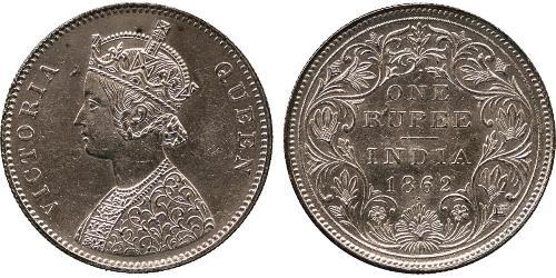 1 Rupee 英属印度 (1858 - 1947) 銀 维多利亚 (英国君主)