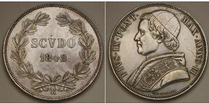 1 Scudo Papal States (752-1870)  Pope Pius IX (1792- 1878)