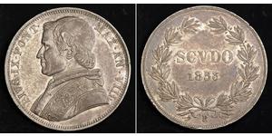 1 Scudo Papal States (752-1870)  Pope Pius IX (1792- 1878)