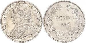 1 Scudo 教皇国 (754 - 1870)  Pope Pius IX (1792- 1878)