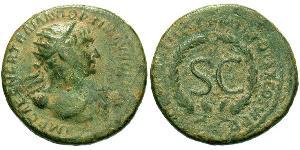1 Semissis Imperio romano (27BC-395) Orichalcum Trajano (53-117)