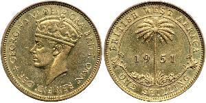 1 Shilling África Occidental Británica (1780 - 1960) Latón Jorge VI (1895-1952)