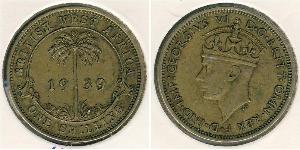 1 Shilling Britisch-Westafrika (1780 - 1960) Messing Georg VI (1895-1952)